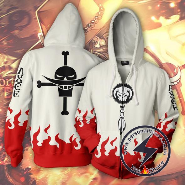 One Piece Ace White Zip Up Hoodie Jacket